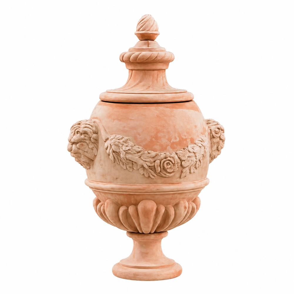 Vase en terre cuite d’Impruneta avec couvercle